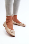 Women's Ballet Flats in Eco Leather with Ornament Beige Edoslli