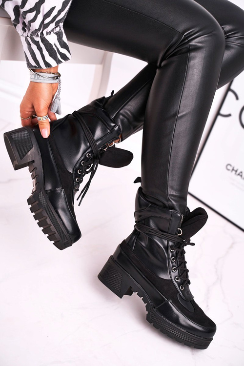 Women's High Lace-up Boots Black Ridley
