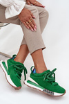 Suede Women's Sneakers On Platform With Thick Lacing Artiker 55C0136 Green