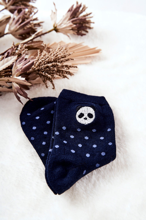 Children's Socks In Dots Panda Navy blue