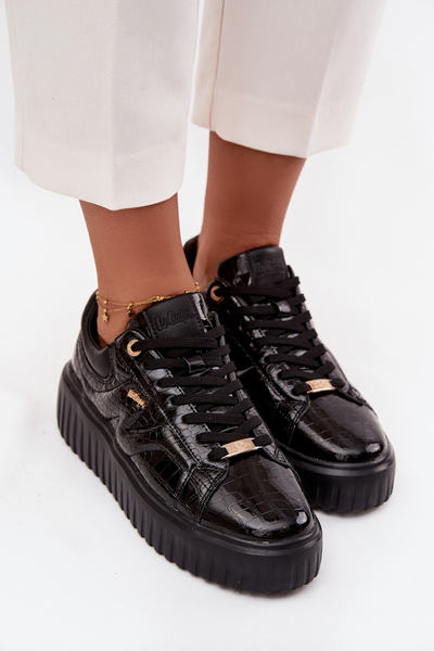 Patent Leather Women's Sneakers On Platform Lee Cooper LCJ-25-09-3870 Black