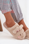 Damskie Kapcie Futrzane Z Kokardką I Uszkami Beżowe Corayne