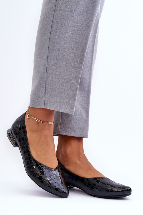 Leather Ballet Flats Black Vaani