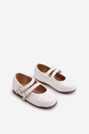 White Patent Leather Children's Ballerina Flats with Straps Margenis