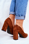 Suede Pumps On A Block Heel Sergio Leone PB216 Camel