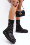 Women's Platform Ankle Boots Eco-leather Black Algedi