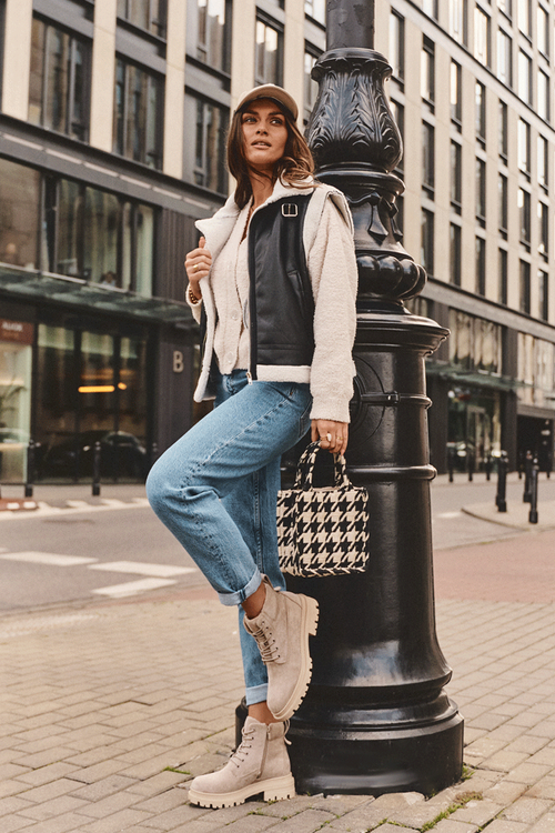 Trapery Botki Ocieplane Zamsz Beżowe Alden A5201-39