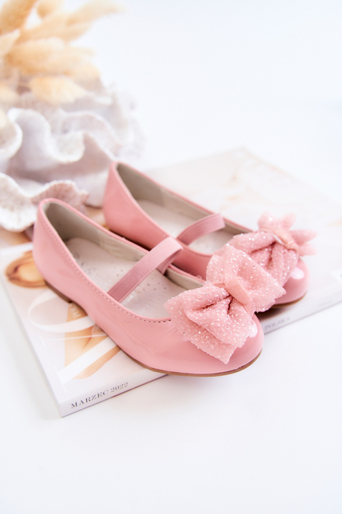 Dětské lakované balerínky s mašlí Pink Zolly