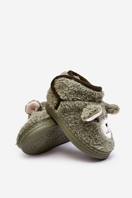 Children's insulated slippers with green bear Eberra