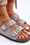 Women's Slippers On Cork Sole Grey Cortina