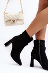 Women's ankle boots with block heel and ruched upper black Phaga