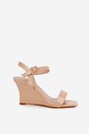Lacquered Women's Wedge Sandals Nude Vliraya