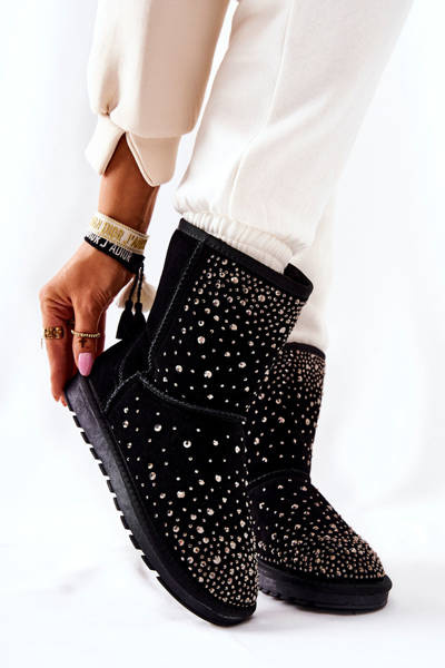 Warm-up snow boots with rhinestones Black Mariella
