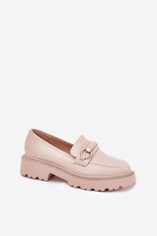 Ladies Moccasins Decorated With Rhinestones Beige Patina