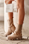 Women's Suede Boots with Chain Beige Nemette