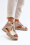 Zazoo 999 Leather Women's Sandals with Golden Zip