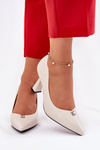 Elegant Heels On Flared Stiletto Vinceza 62222 Beige