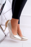 Women's Gold Stilettos with Ornament Larento