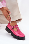 Patent Leather Shoes With Buckle Zazoo 20183 Fuchsia