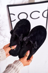 Women's Home Furry Slippers With Little Ears Black Hippo