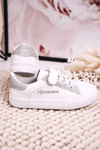 Children's Sneakers With Glitter White Silver Camila