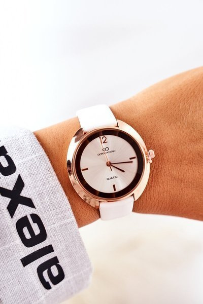 Watch On A Leather Strap Giorgio&Dario White