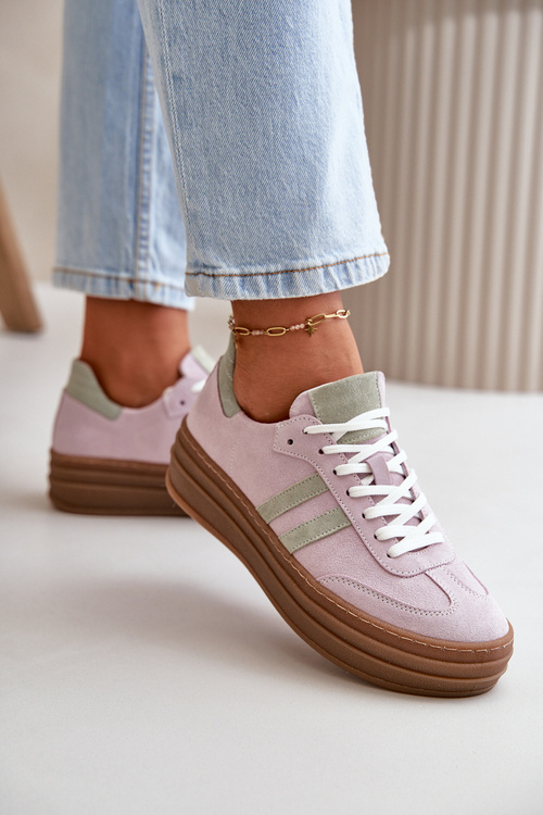 Sneakersy Zamszowe Na Platformie Fioletowe Zazoo N1068S4