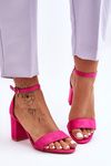 Suede High Heel Sandals Fuchsia Madame