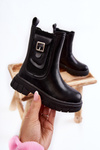 Girls' High Leather Boots Black Shelby