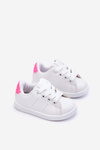 Buty Sportowe Dziecięce Biało-Neonowo Różowe Glossy 804