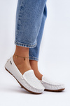 Women's White Cut-out Loafers Rasirna