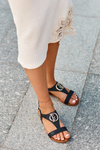 Flat Women's Sandals with Gold Decoration S.Barski KV27-051 Black