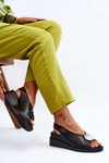 Women's Suede Buckle Sandals Black Camille