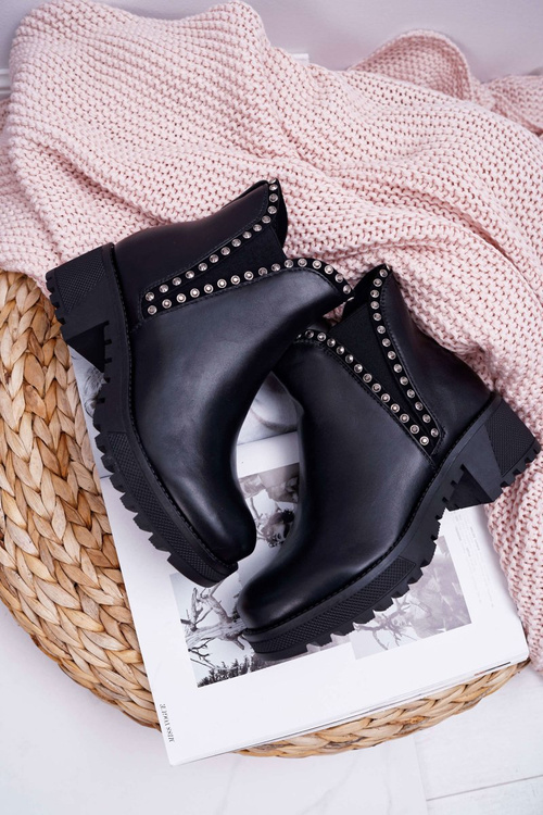 Women's Stiletto Boots With Zircons Black Sissy