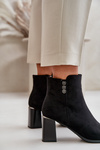 Warm Eco Suede Women's Ankle Boots With Heel Zipper Black Erillia