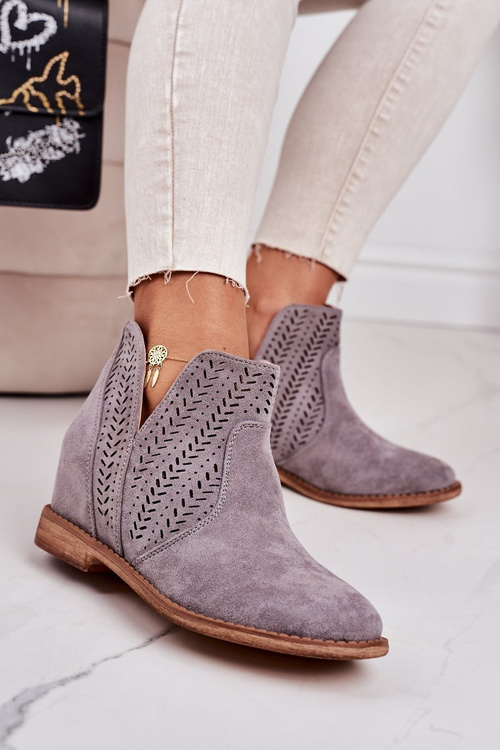 Openwork Boots On A Wedge Grey Melanie