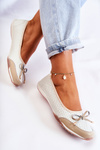 Openwork Leather Ballerinas White-Beige Erdola