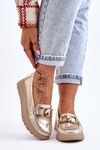 Zazoo 10141 Leather Platform Moccasins with Gold Decoration