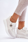 Sneakersy Damskie Platforma Białe Chana