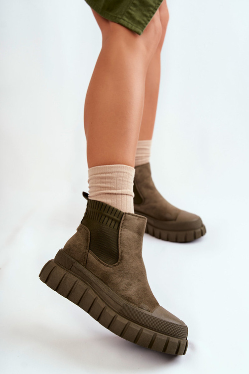 Fashionable Slip-On Boots On The Platform Green Jenna