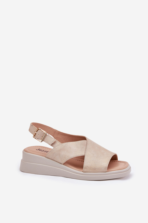 Ladies Wedge Sandals Made Of Eco Leather Golden Quilara