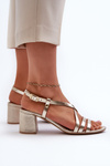 Suede Sandals With Low Heel Maciejka 06653-25 Golden