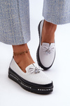 Women's Leather Platform Loafers by S.Barski LR400 White