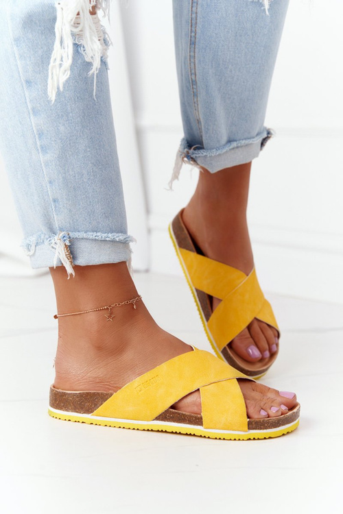 Leather Profiled Slippers Big Star HH274596 Yellow