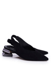 Suede Silver Heeled Ballerinas Laura Messi 2127 Black