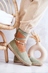 Tied Suede Espadrilles Green Ismanne