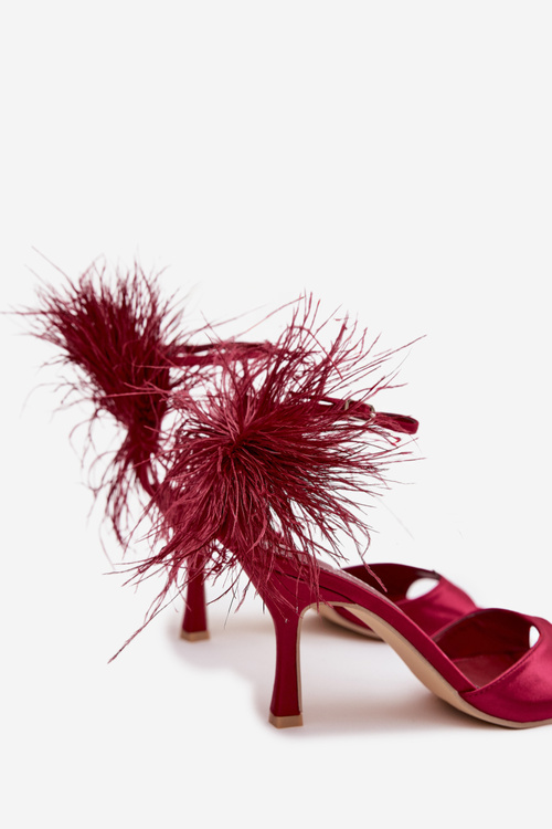 High Heel Sandals With Feathers Bordeaux Caelina