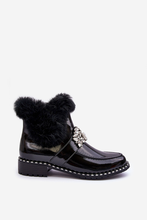 Women's Flat Heel and Platform Ankle Boots Black Linestta