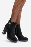 Warm Women's Ankle Boots on High Heel Black Terisanna