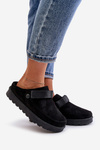 Women's Slippers Insulated With Fur On Platform Black Azida